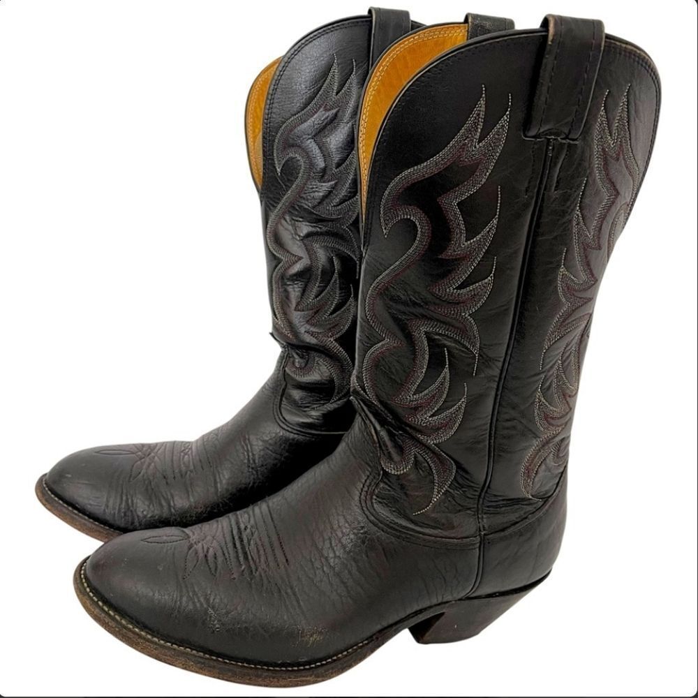 Nocona Size 9 Cowhide & Leather Cowboy Boots - Vintage